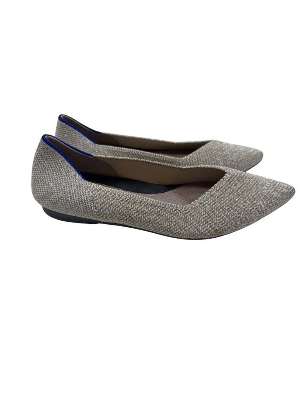 Rothys Beige Sparkle Knit Pointed Toe Flats Women’s Size 5.5 Washable Stylish